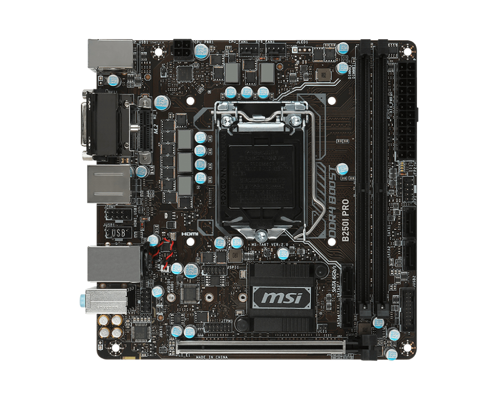 Msi pro b. Материнская плата MSI b250i Pro. Материнская плата MSI 1151 сокет. MSI Mini ITX LGA 1700. Сокет b250 процессоры.